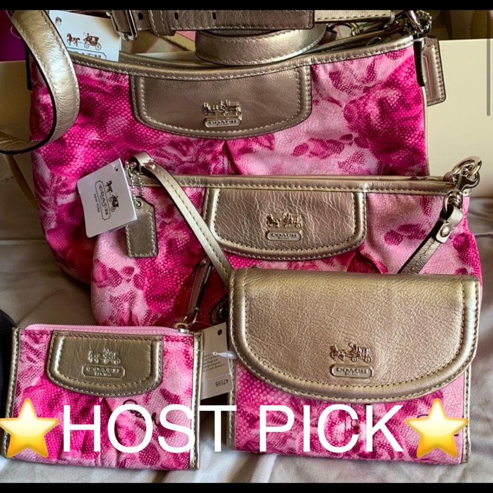 🎉HP🎉 Coach NWT 4pc pink wallet purse crossbody - Picture 2 of 12